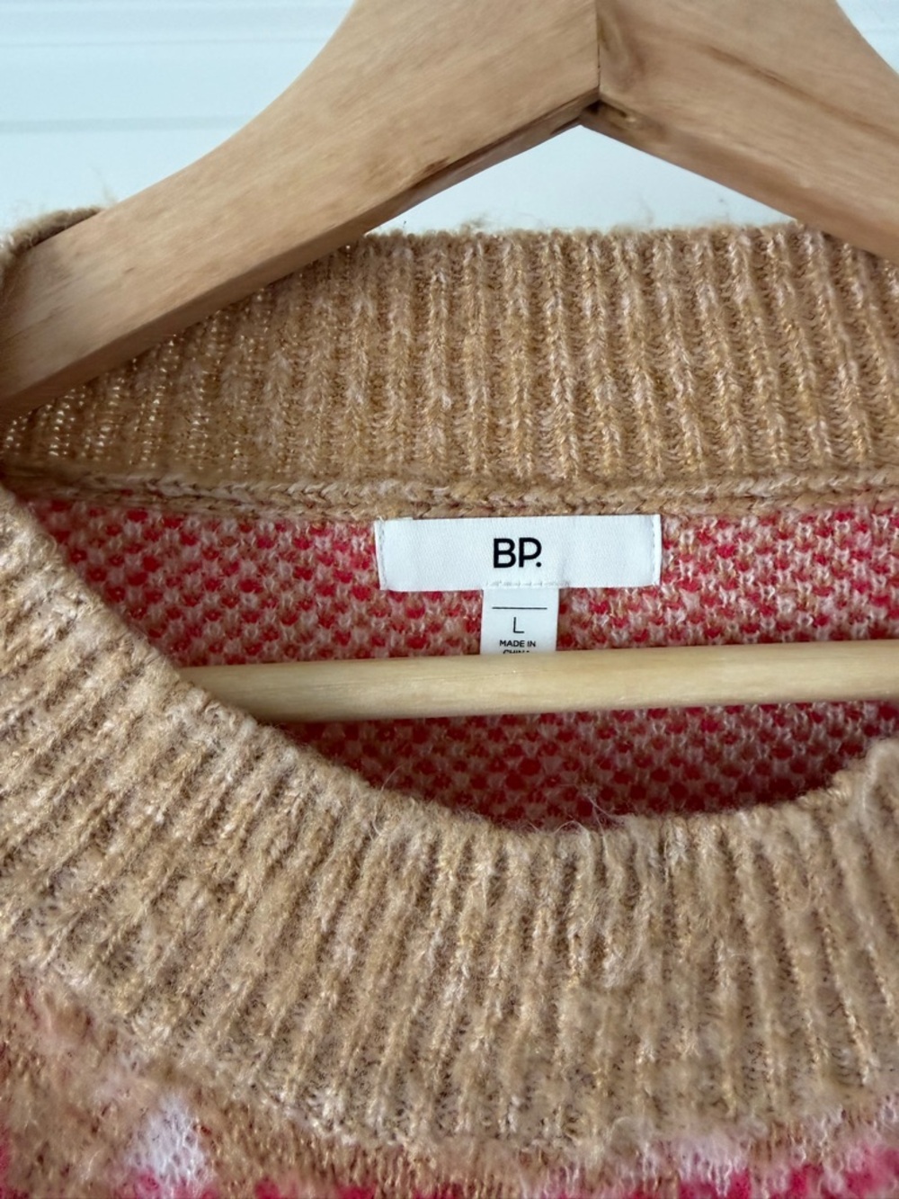 bp Peach & Pink Plaid Crewneck Sweater - Picture 3 of 5